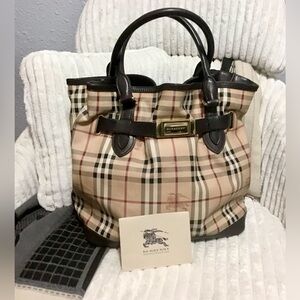 Burberry Beige and Black Check Shoulder Bag